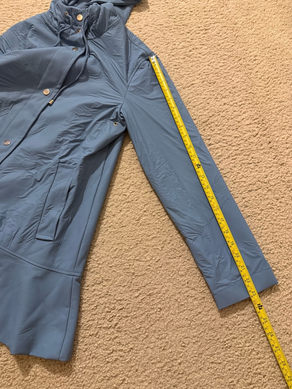 Kate Spade New York Blue Hooded Rain Jacket Polka Dot Lining XS - Picture 8 of 9